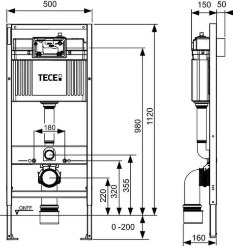 Tecebase beépíthető WC-tartály 11200mm Base 9400400