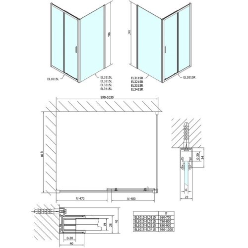 POLYSAN EASY LINE oldalfal, 800 mm, transzparent üveg EL3215