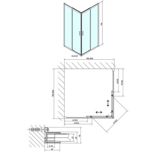  SAPHO POLYSAN EASY LINE szögletes zuhanykabin, 80×80, transzparent üveg EL5215