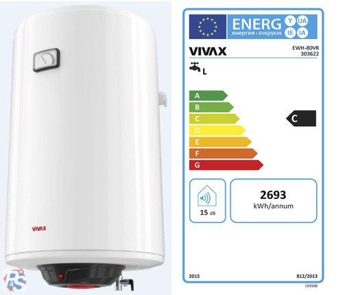 Vivax  EWH-80VR fali elektromos vízmelegítő, villanybojler 80L, cksz.02356136