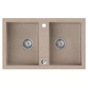 Gránit mosogató. duplamedencés. 78x47.5cm. beige