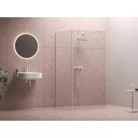   Walk-In Corner Szett 110x80, zuhanykabin matt fehér+transparent