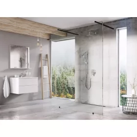 Walk-In Free Szett 130,  zuhanykabin fekete+transparent