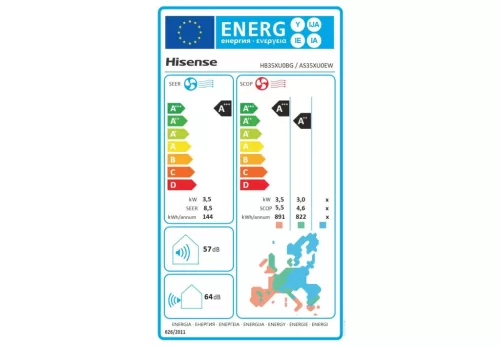 Hisense Uni HB 3,5 kW fekete, oldalfali split klíma (HB35XU0BG/AS35XU0EW)