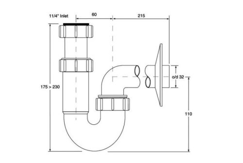 McAlpine mosdó csőszifon 1-1/4x32mm HC4PF-32L