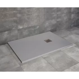   Kios F szögletes lapos betonszürke zuhanytálca 120x70 betonszürke, ajándék szifonnal