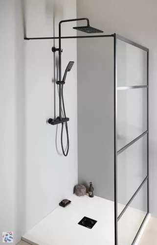 Sapho teleszkópos zuhanyoszlop, termosztátos csapteleppel, zuhanyszettel, fekete (KJ639)