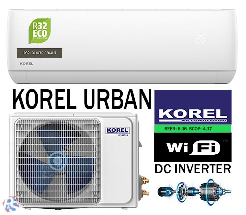 Korel Urban Plus KSAJA-12DCE, mono split klíma oldalfali szett, 3,5 kW, WIFI, csepptálca fűtéssel, fűtésre optimalizált