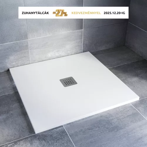 Kios SEw C szögletes lapos zuhanytálca 90x90 fehér, ajándék szifonnal