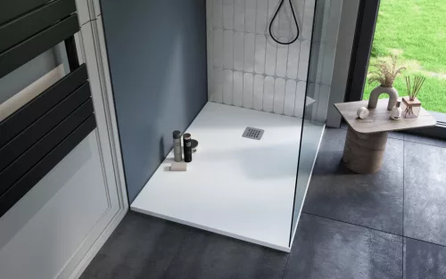 Kios SEw F szögletes lapos zuhanytálca 120x90 fehér, ajándék szifonnal