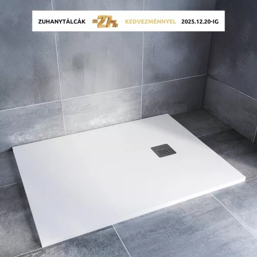 Kios SEw F szögletes lapos zuhanytálca 120x90 fehér, ajándék szifonnal