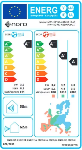 NORD RAC BLACK DESERT NWH12YC-K6DNA2A I/O inverteres split klímaberendezés 3,5 kW R32
