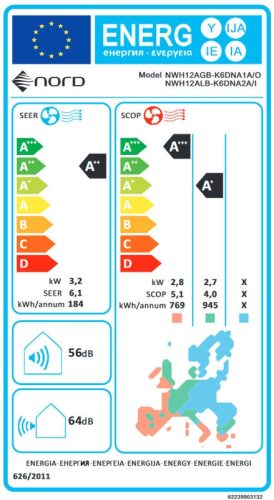Nord Yuma NWH12ALB-K6DNA2A inverteres oldalfali split klíma csomag 3,2 kW
