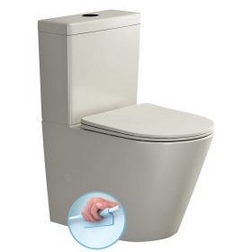   PACO RIMLESS monoblokkos WC. alsó/hátsó kifolyású. ülőke nélkül. duálgombos öblítőmechanikával. 38x61cm. elefántcsont