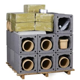 PGM 16 cm átmérőjű, 8 m magas, kerámiabéléses szigetelt kéményrendszer, teljes készlet