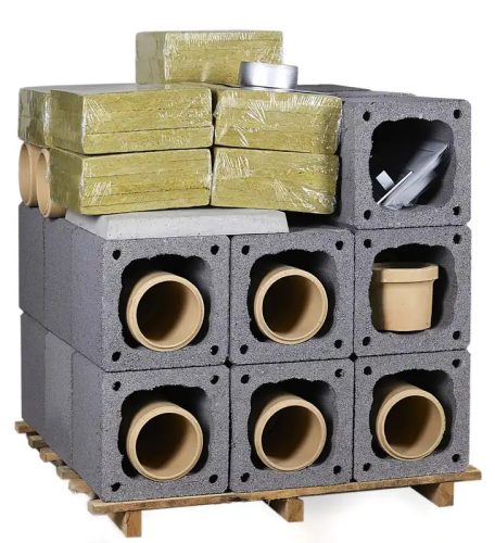 PGM 18 cm átmérőjű, 9 m magas, kerámiabéléses szigetelt kéményrendszer, teljes készlet