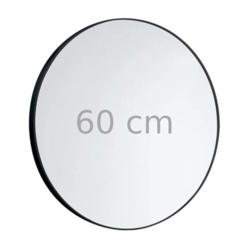 SAPHO AQUALINE kerek tükör, 60cm, matt fekete, akasztó nélkül