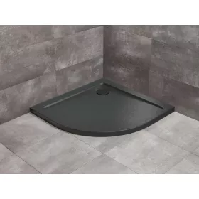   Doros Stone A íves fekete zuhanytálca 80x80 fekete, ajándék szifonnal