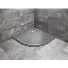   Doros Stone A íves antracit zuhanytálca 90x90 antracit, ajándék szifonnal