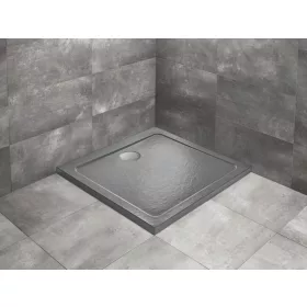   Doros Stone C szögletes lapos antracit zuhanytálca 80x80 antracit, ajándék szifonnal