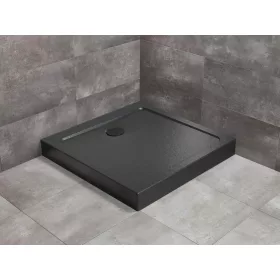   Doros Stone C szögletes fekete zuhanytálca előlappal 80x80 fekete, ajándék szifonnal