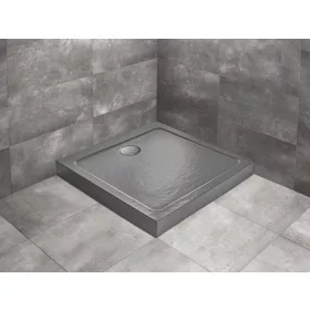   Doros Stone C szögletes antracit zuhanytálca előlappal 90x90 antracit, ajándék szifonnal