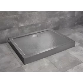   Doros Stone D szögletes antracit zuhanytálca előlappal 110x80 antracit, ajándék szifonnal