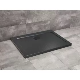   Doros Stone D szögletes lapos fekete zuhanytálca 110x90 fekete, ajándék szifonnal