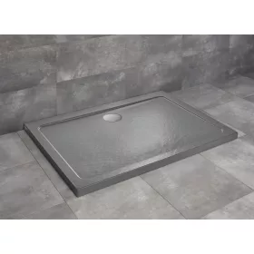   Doros Stone D szögletes lapos antracit zuhanytálca 130x90 antracit, ajándék szifonnal
