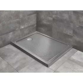   Doros Stone F szögletes lapos antracit zuhanytálca 100x80 antracit, ajándék szifonnal