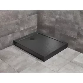   Doros Stone F szögletes fekete zuhanytálca előlappal 100x80 fekete, ajándék szifonnal