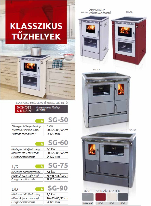 Senko SG-75 (7.5 kW) klasszikus tűzhely, antracit (Sparhelt)