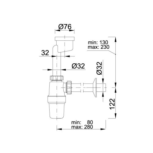Piszoár szifon, excenteres 32 mm, STY-535-32