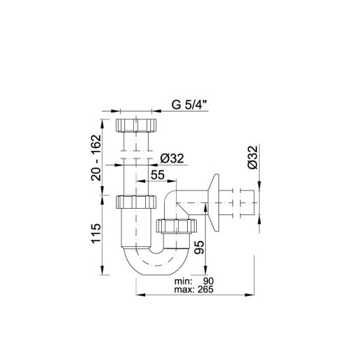 Styron csőszifon Ø32 mm-es elfolyással STY-638-32