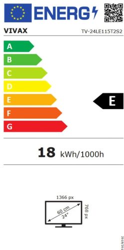Vivax LED 24"  (60cm) 12V TV-24LE115T2S2 hordozható mobil TV Autóba, Kamionba.