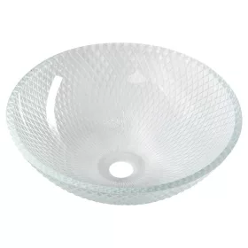   BEAUTY PUKETA gravírozott üvegmosdó. átm:42cm. transzparent üveg