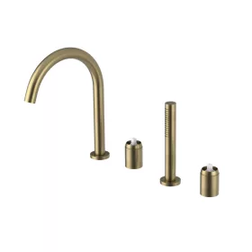   ULTRAMIX kádperemre építhető csaptelep test, kifolyócsővel és kézizuhannyal, matt arany