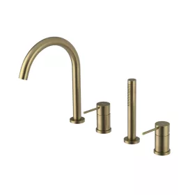   ULTRAMIX kádperemre építhető csaptelep. kifolyócsővel és kézizuhannyal. matt arany