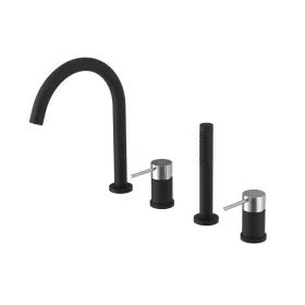   ULTRASAN kádperemre építhető csaptelep. kifolyócsővel és kézizuhannyal. matt fekete/króm