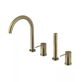   ULTRASAN kádperemre építhető csaptelep. kifolyócsővel és kézizuhannyal. matt arany