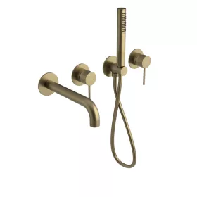   ULTRAMIX falbasüllyeszthető csaptelep. kifolyócsővel és kézizuhannyal. 2-irányú. matt arany