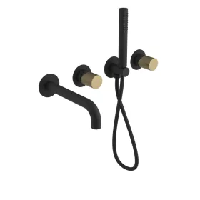   ULTRATAP falbasüllyeszthető csaptelep. kifolyócsővel és kézizuhannyal. 2-irányú. matt fekete/matt arany