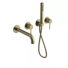   ULTRASAN falbasüllyeszthető csaptelep. kifolyócsővel és kézizuhannyal. 2-irányú. matt arany