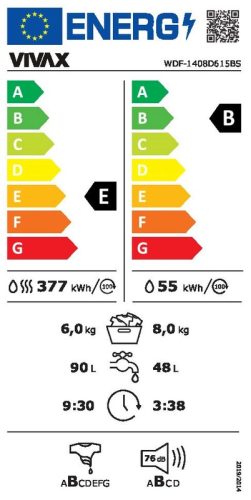 Vivax WDF-1408D616BS mosó-szárítógép