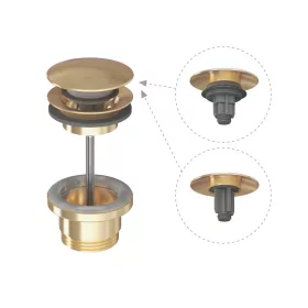 Mosdólefolyó Click-Clack / Fix, gold brushed fém dugóval