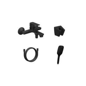   Life fali kádcsaptelep szettel, matt fekete  LF 022.20BLM.+S