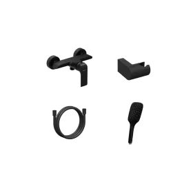   Flat Fali zuhanycsaptelep szettel, matt fekete FL 032.20BLM+S