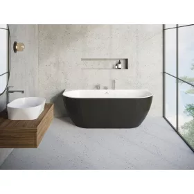   Freedom Wall 166x80 akrilkád, fekete/fehér, fekete/fehér/króm lefolyó