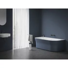   Ypsilon Wall 178x86, akrilkád, Deepsea Blue/fehér, szabadonálló, fehér/fekete/króm lefolyó