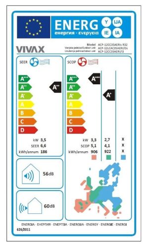 Vivax ACP-12CC35AERI+ LCAC kazettás 3,5kW split klíma